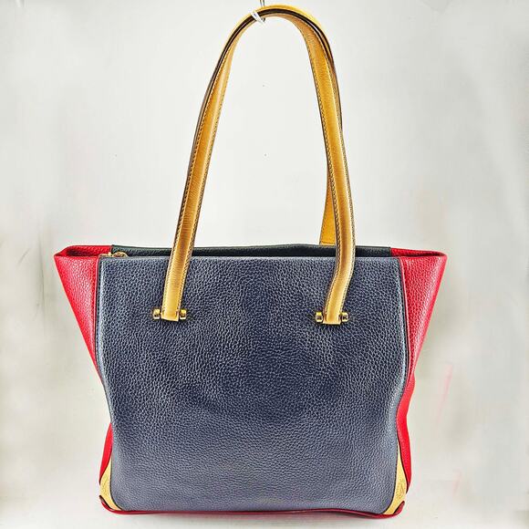 1887 La Tour Eiffel Leather Color block Tote Bag Multicolor red blue green - Picture 1 of 7